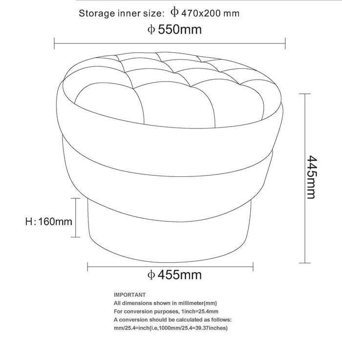Kepler Round Storage Ottoman Moss