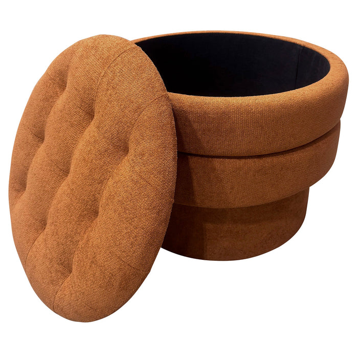 Kepler Round Storage Ottoman Rust