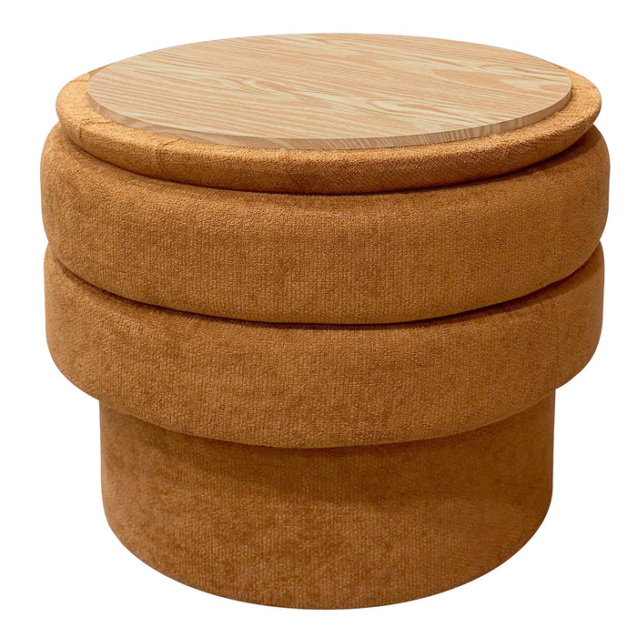 Kepler Round Storage Ottoman Rust