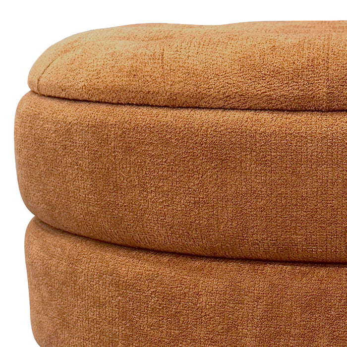 Kepler Round Storage Ottoman Rust