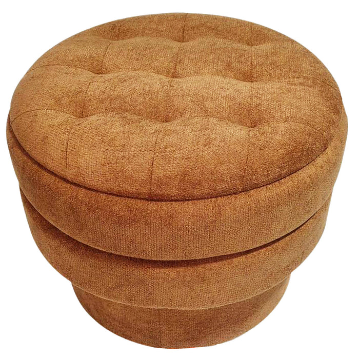 Kepler Round Storage Ottoman Rust