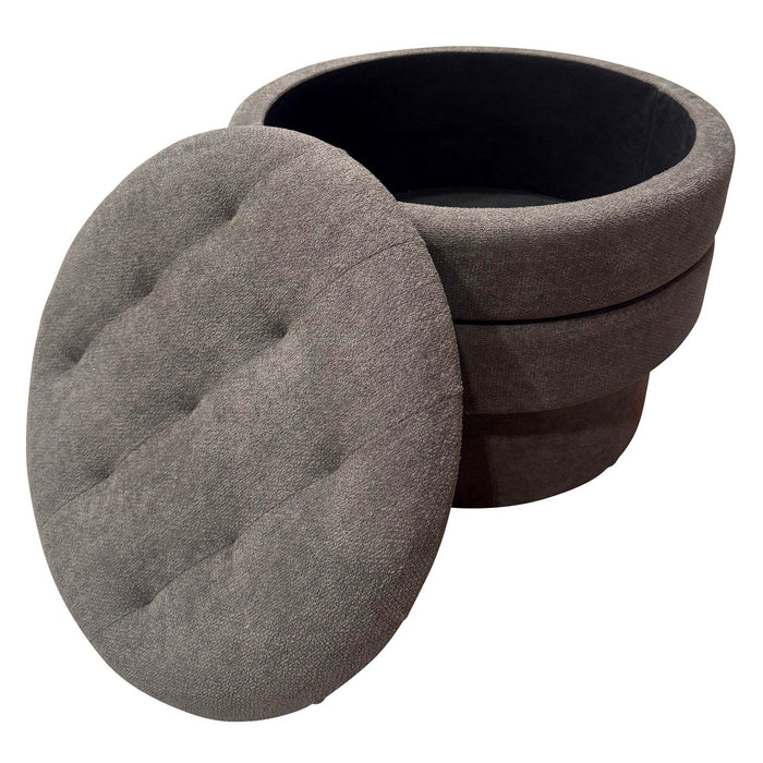 Kepler Rnd Storage Ottoman Warm Charcoal