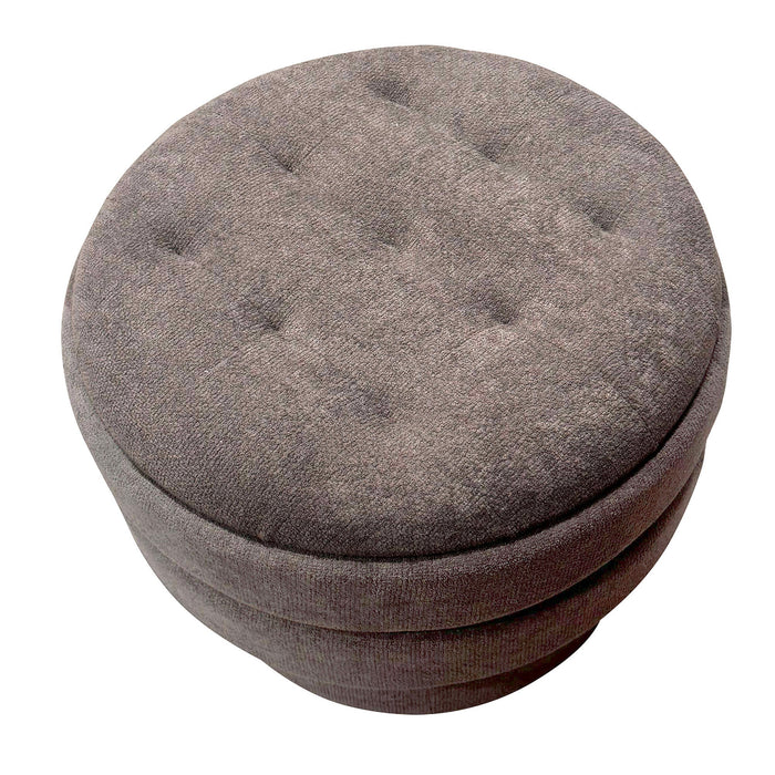 Kepler Rnd Storage Ottoman Warm Charcoal