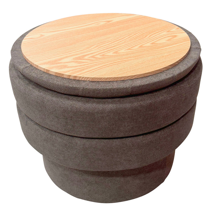 Kepler Rnd Storage Ottoman Warm Charcoal