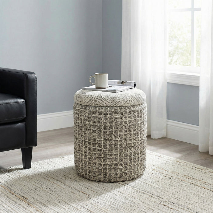 Indigo Storage Ottoman Beige Charcoal