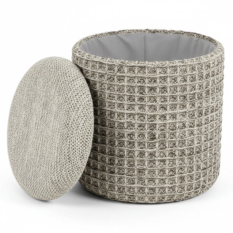Indigo Storage Ottoman Beige Charcoal