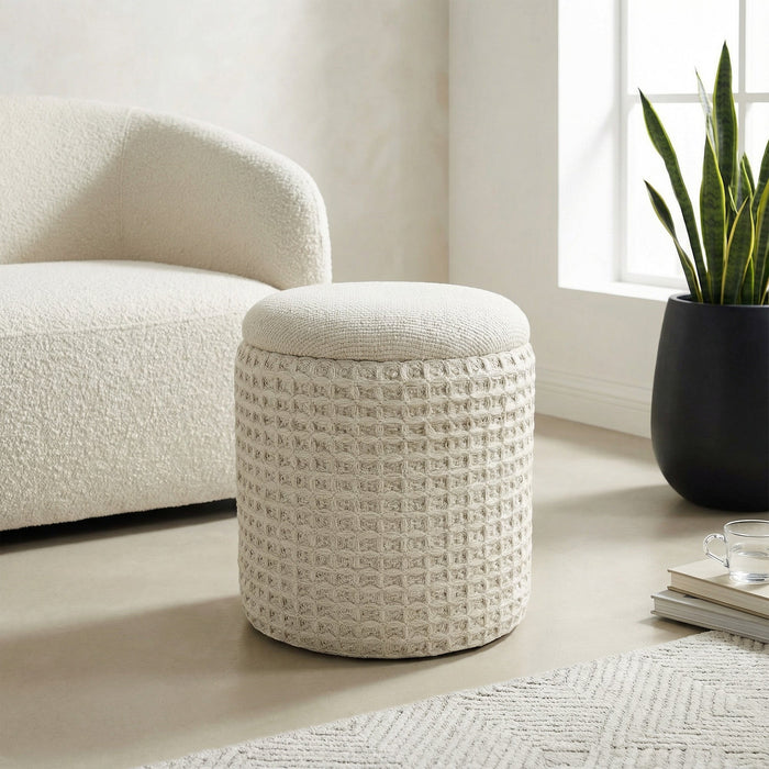 Indigo Storage Ottoman Ivory