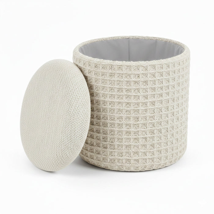 Indigo Storage Ottoman Ivory