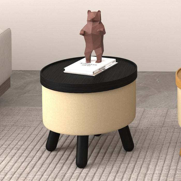 Betsy Storage Ottoman Beige Black