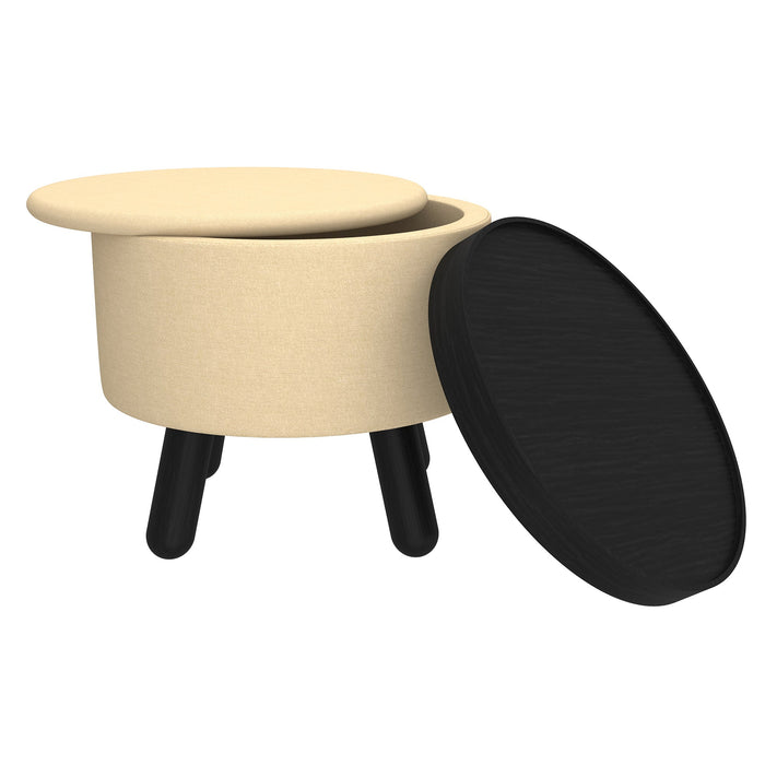 Betsy Storage Ottoman Beige Black