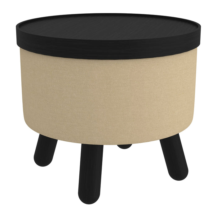 Betsy Storage Ottoman Beige Black