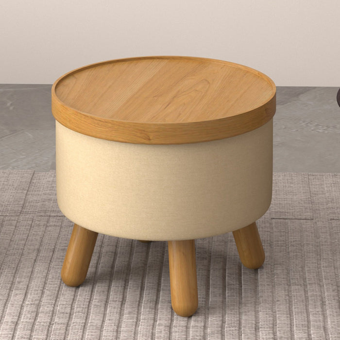Betsy Storage Ottoman Beige Natural