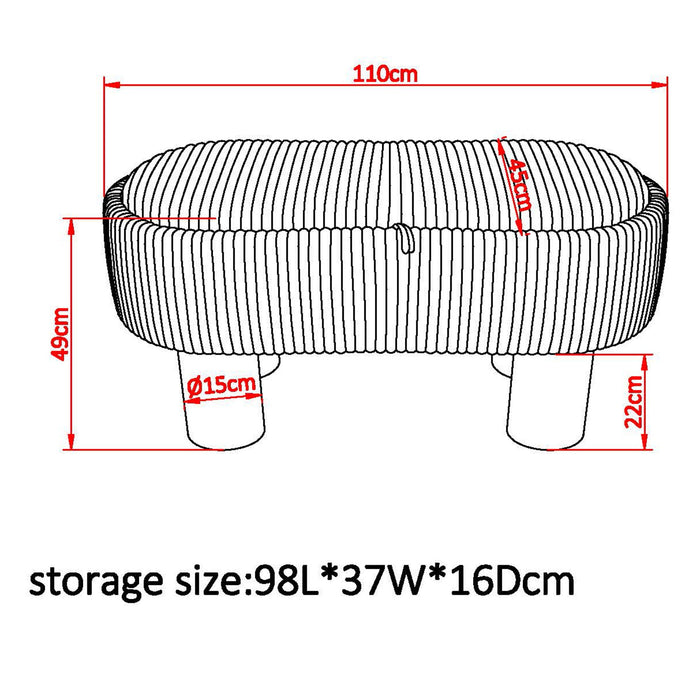 Sezron Storage Ottoman Bench Warm Grey