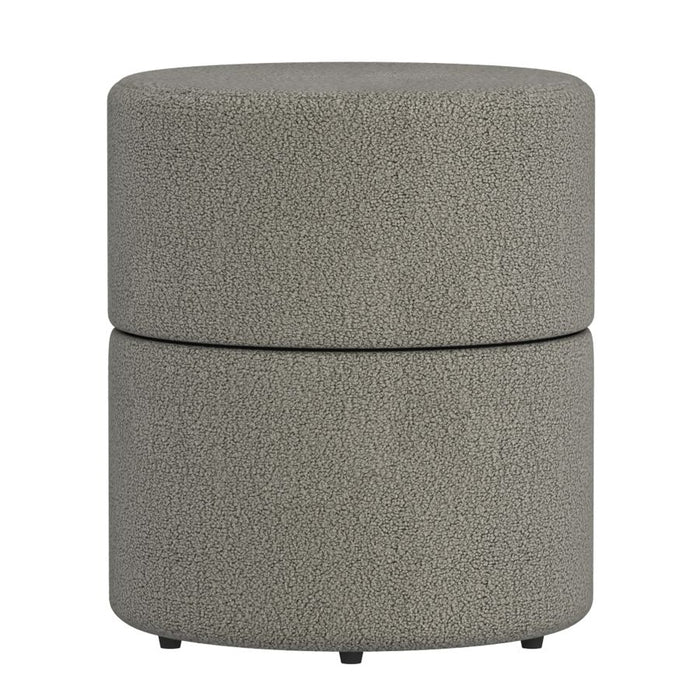 Novar Round Ottoman in Warm Grey Boucle