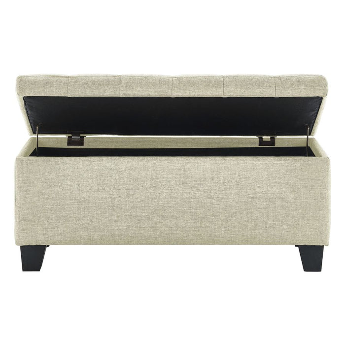 Lila Rectangular Storage Ottoman Bench in Beige