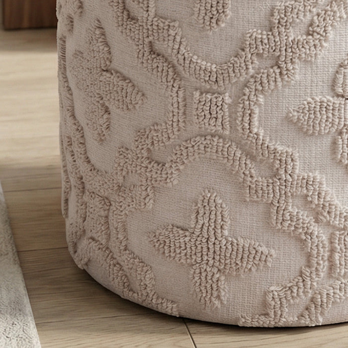 Magnolia Round Storage Ottoman Ivory