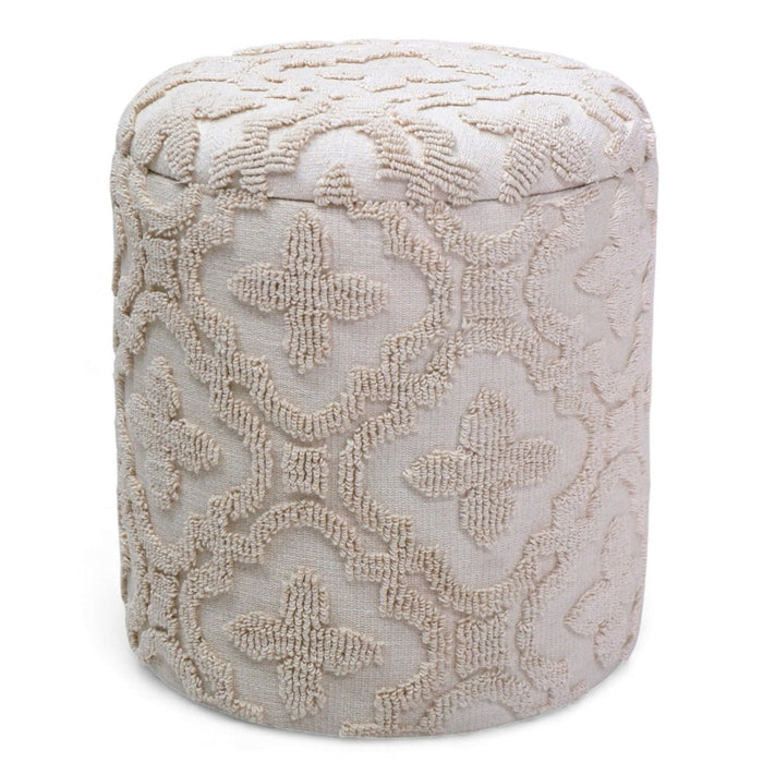 Magnolia Round Storage Ottoman Ivory