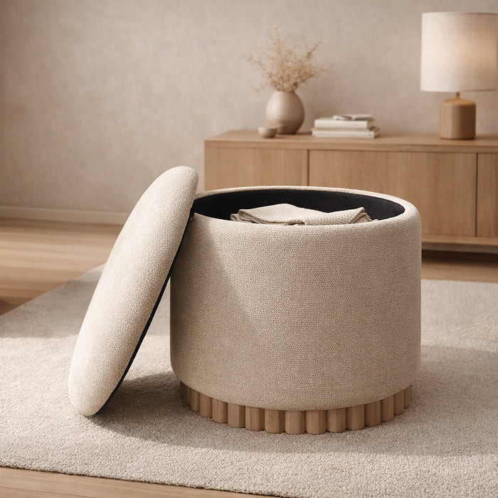 Sadie Round Storage Ottoman Oat
