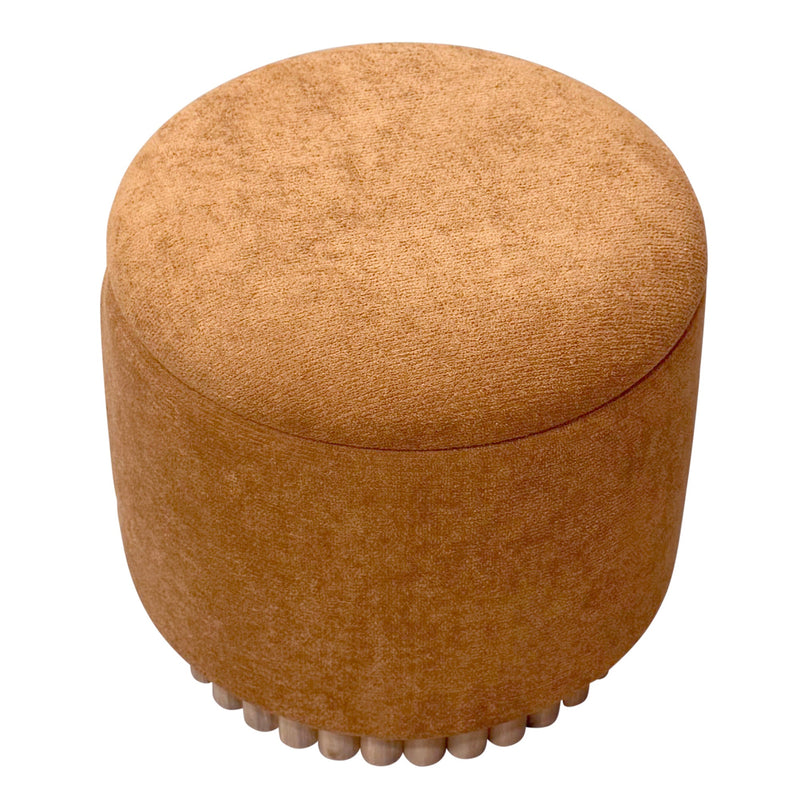 Sadie Round Storage Ottoman Rust