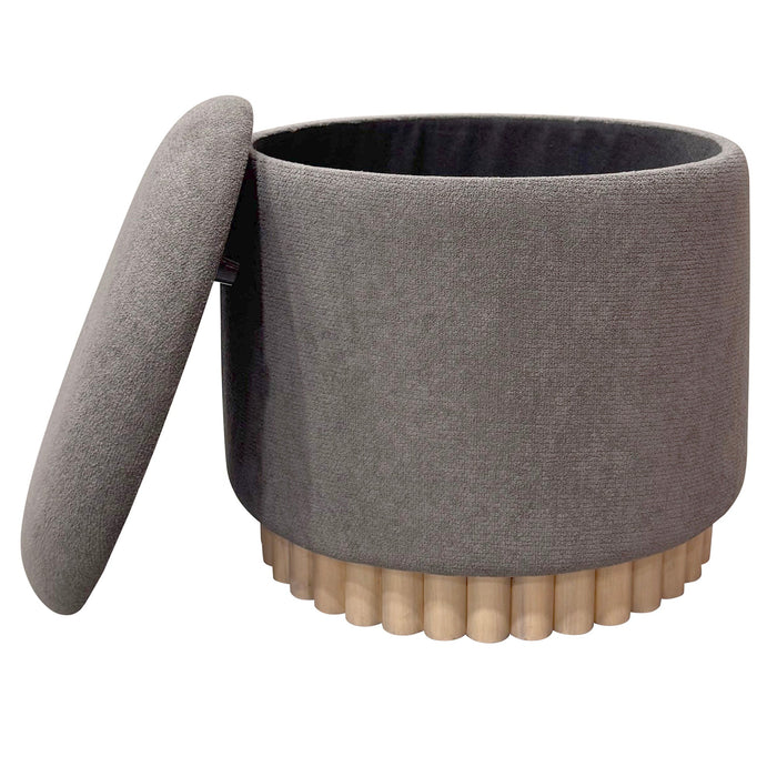 Sadie Rnd Storage Ottoman Warm Charcoal