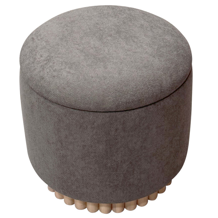 Sadie Rnd Storage Ottoman Warm Charcoal