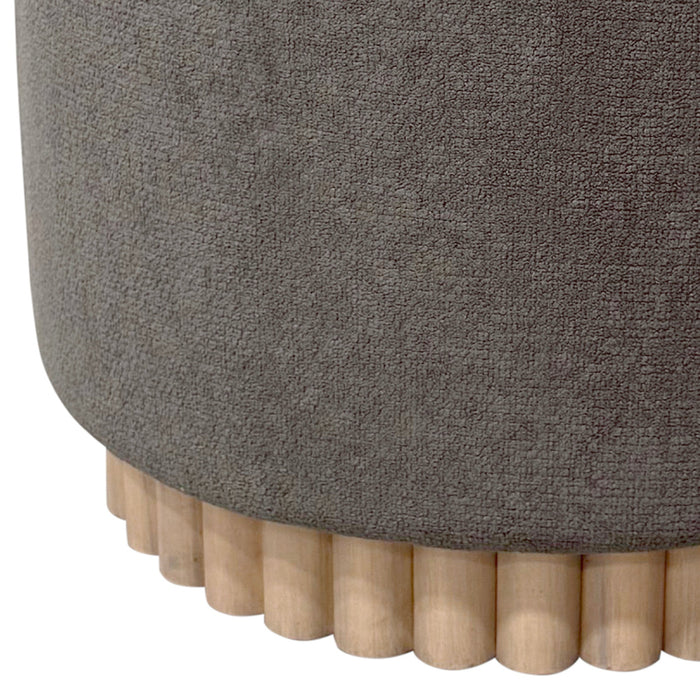 Sadie Rnd Storage Ottoman Warm Charcoal