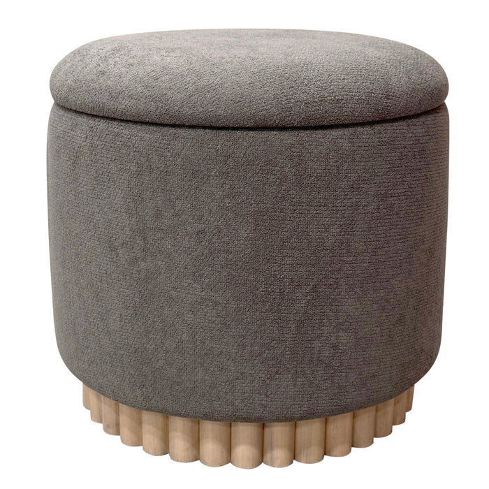 Sadie Rnd Storage Ottoman Warm Charcoal