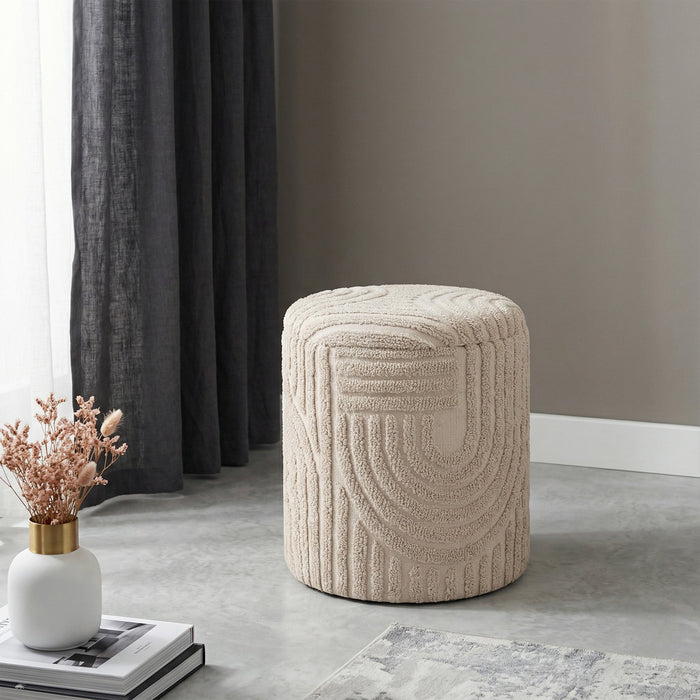 Lullu Round Storage Ottoman Beige