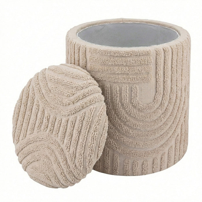 Lullu Round Storage Ottoman Beige