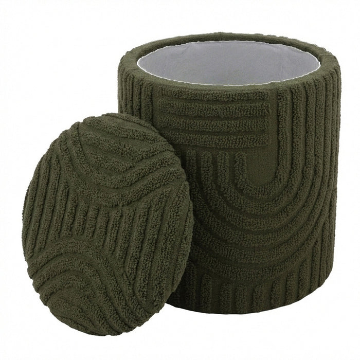 Lullu Round Storage Ottoman Olive Green