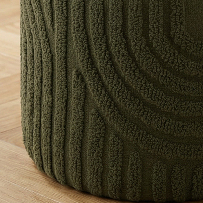 Lullu Round Storage Ottoman Olive Green