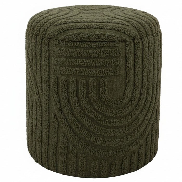 Lullu Round Storage Ottoman Olive Green