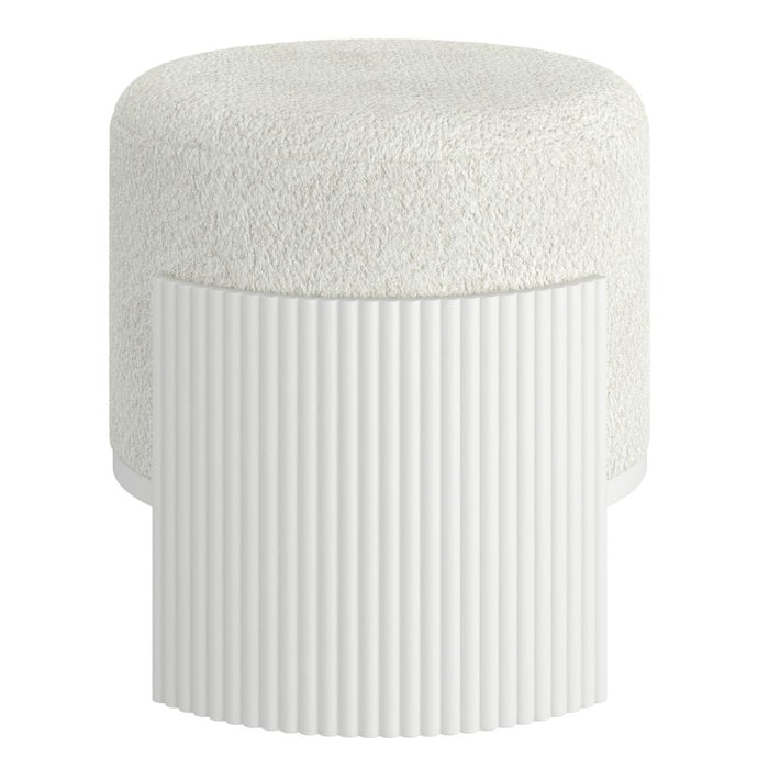Kiraz Boucle Round Ottoman