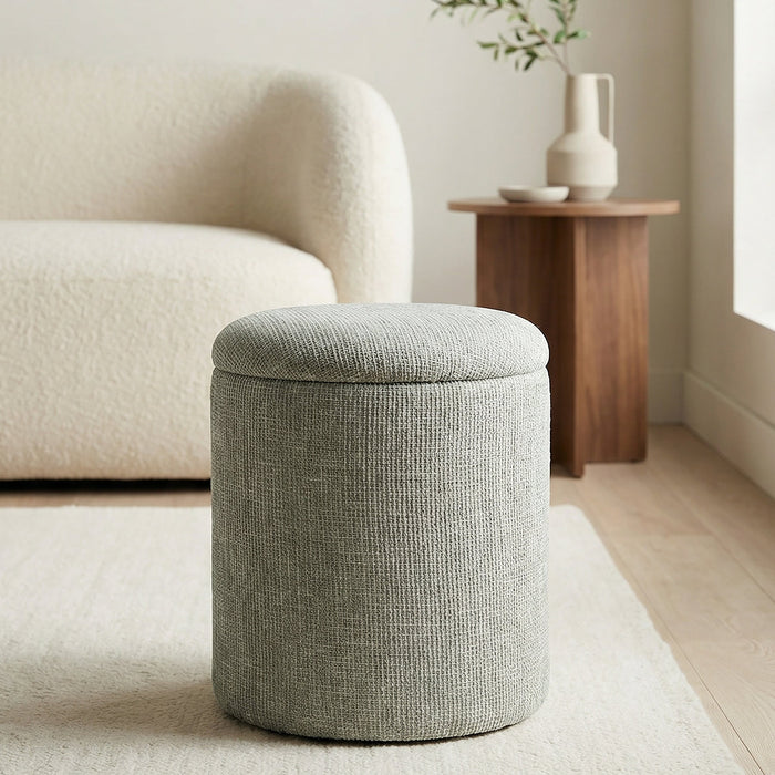 Twyla Round Storage Ottoman Sage