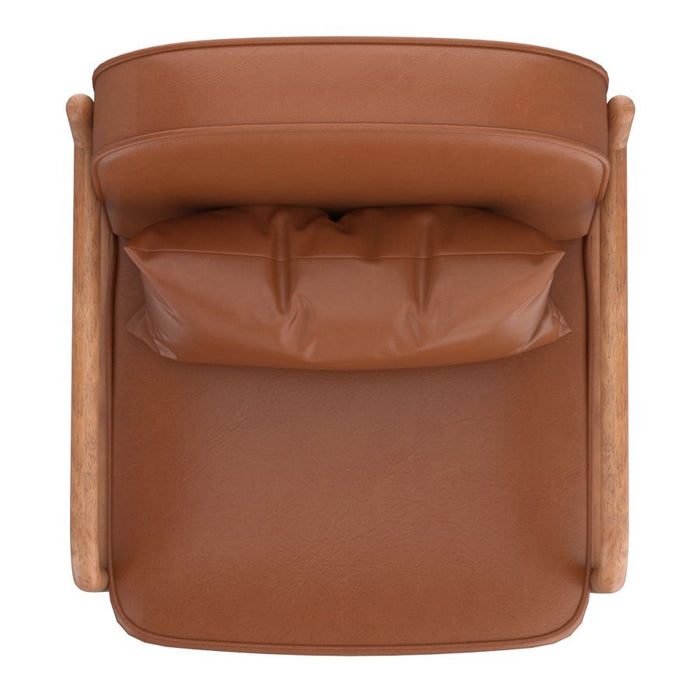 Fani Accent Chair, Faux Leather in Saddle and Walnut