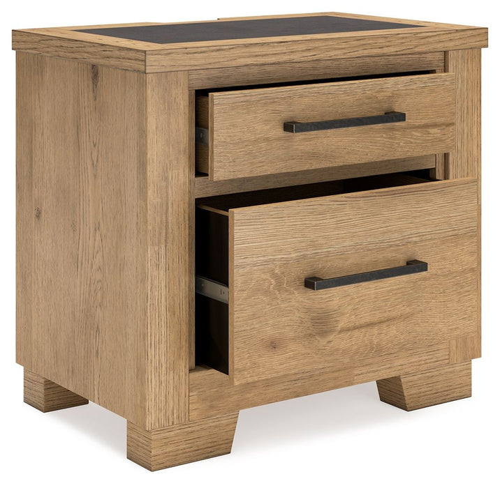 Galliden - Two Drawer Night Stand - Light Brown