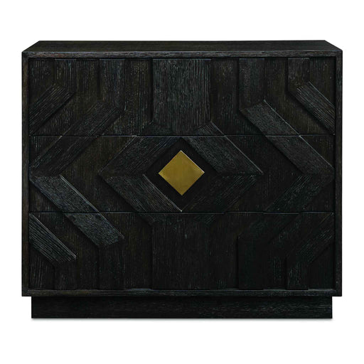 Faulkner - 3 Drawer Modern Chest - Black / Brass
