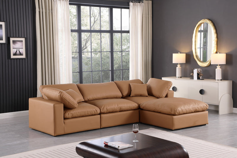 Comfy - 4 Piece Faux Leather Modular Sectional With Chaise