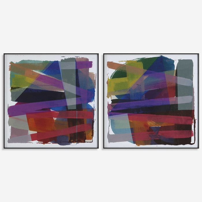 Vivacious Abstract Framed Prints (Set of 2) Blue