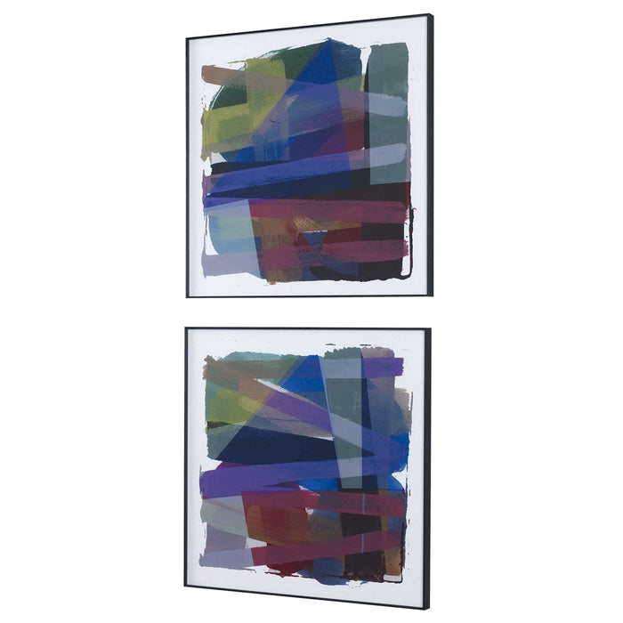 Vivacious Abstract Framed Prints (Set of 2) Blue