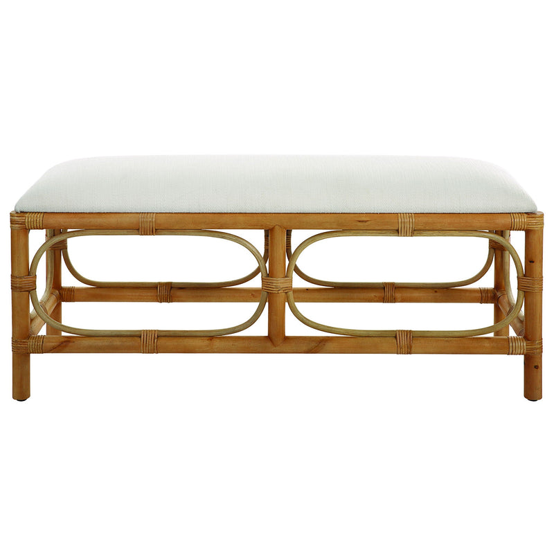 Laguna - Fabric Rattan Bench - White