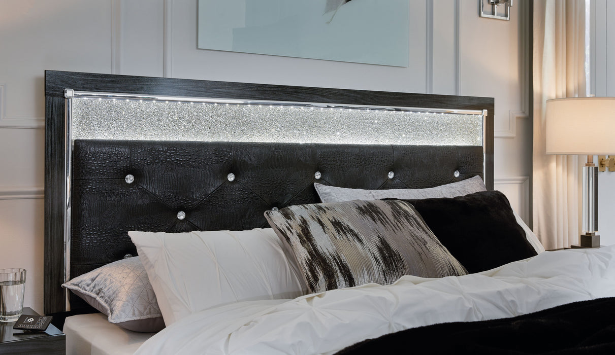 Kaydell Black Upholstered Glitter Panel Bed