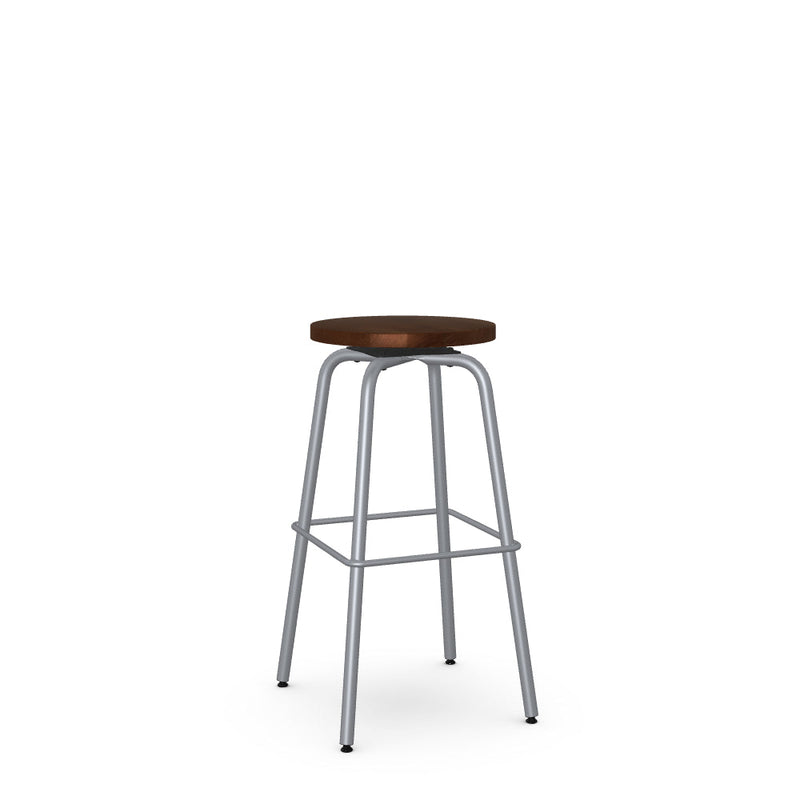 Button Swivel Bar Stool- Wood
