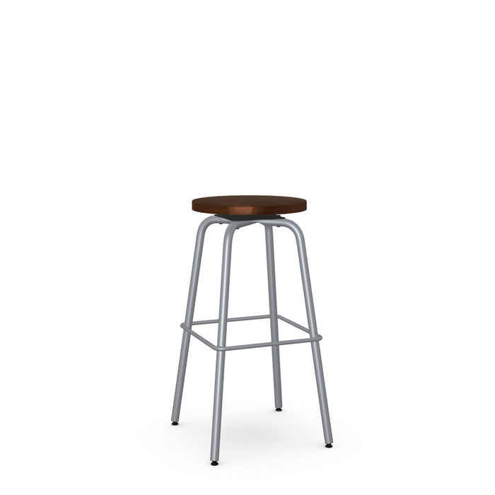 Button Swivel Bar Stool- Wood
