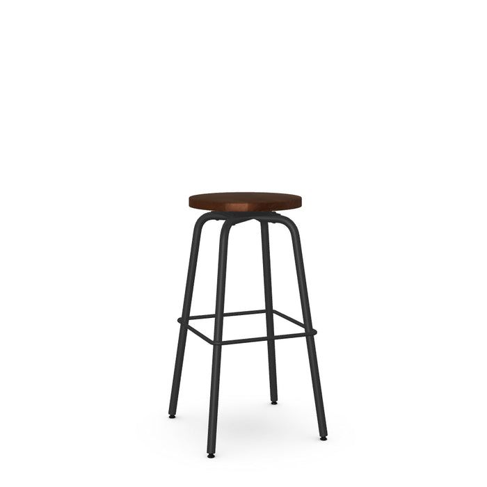 Button Swivel Bar Stool- Wood