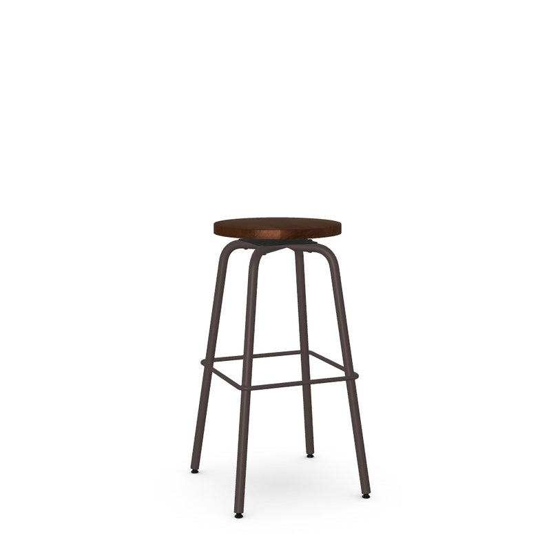Button Swivel Bar Stool- Wood