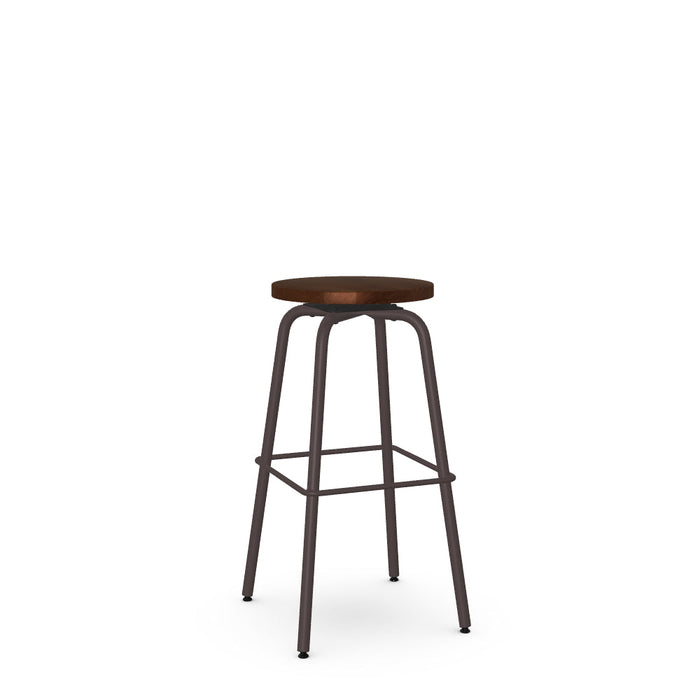 Button Swivel Bar Stool- Wood