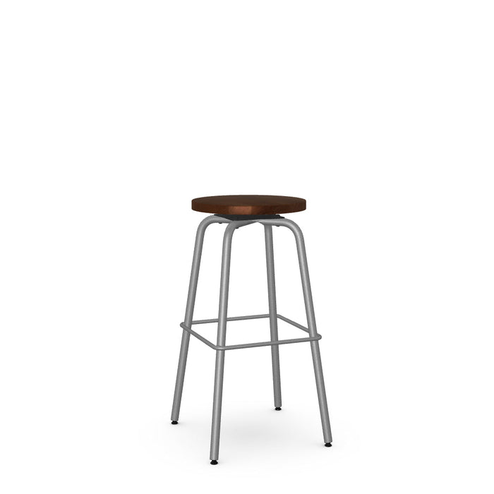 Button Swivel Bar Stool- Wood