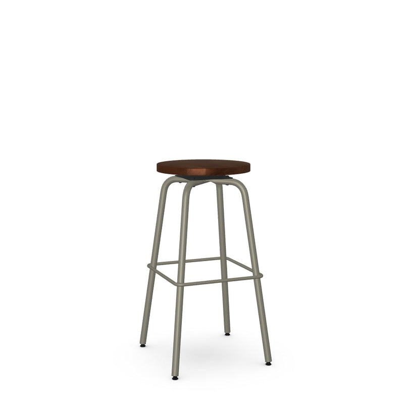 Button Swivel Bar Stool- Wood