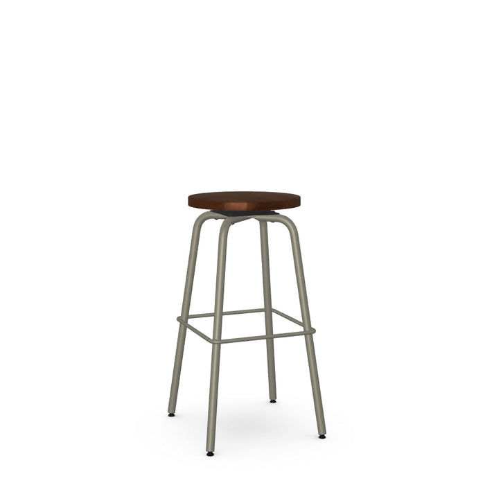 Button Swivel Bar Stool- Wood